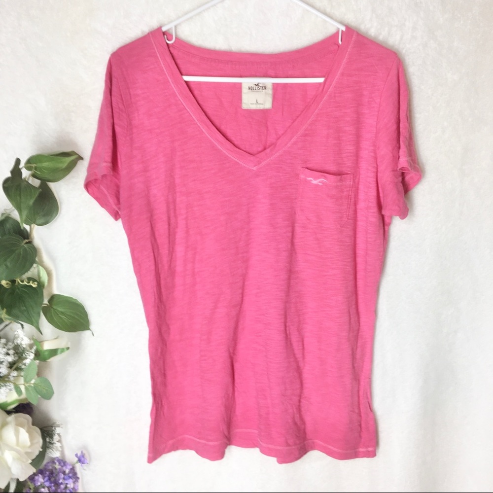Hollister Pink V Neck Tee Shirt